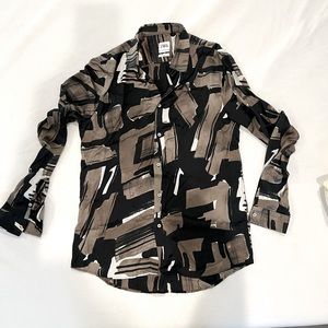 Zara Button Down Shirt Geometric sz M